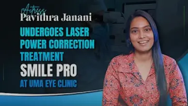 Actress Pavithra Janani Undergoes Laser Power Correction Treatment - SMILE PRO at Uma Eye Clinic